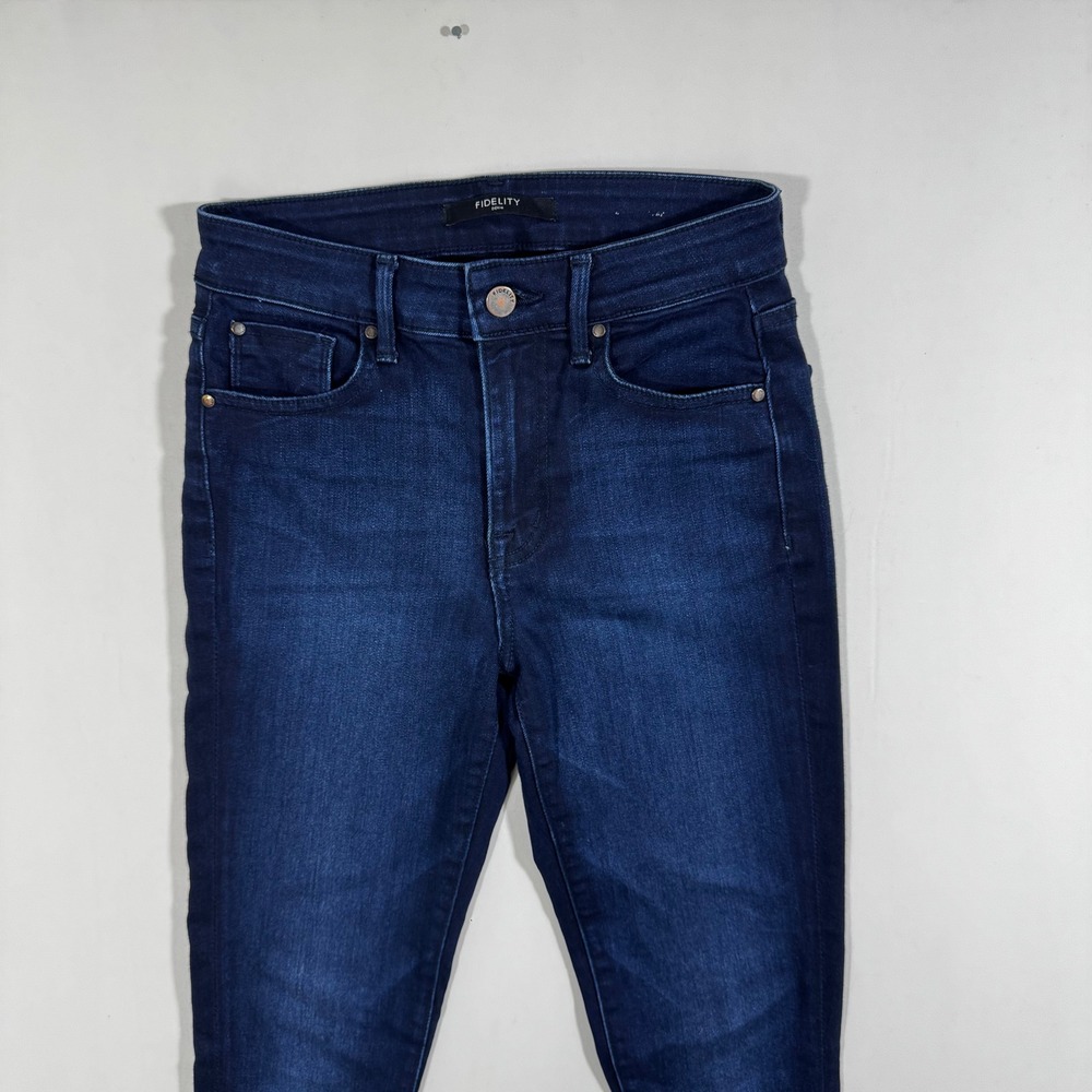 Fidelity Women Skinny Jeans Dark Blue Denim 24 Minimalist Casual Capsule US Made - Picture 3 of 9